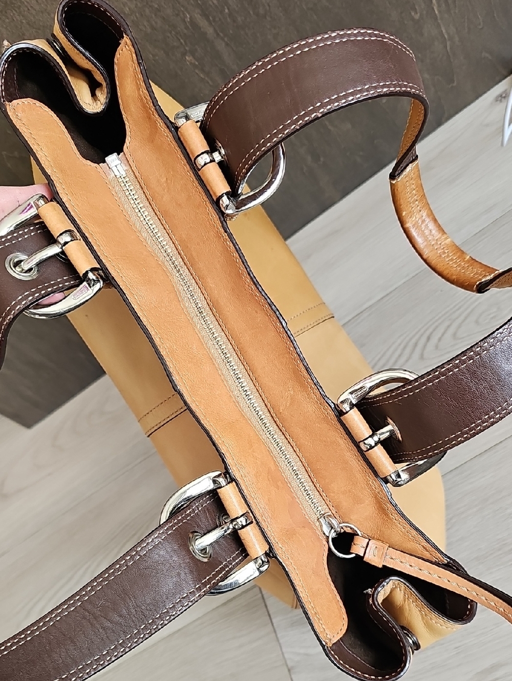 Coach F13109 Soho Buckle Two Tone Tan Leather Satchel Shoulder Bag - Picture 8 of 15